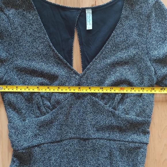 Free People Black & White Long Sleeve Mini Flare Dress - Picture 4 of 8